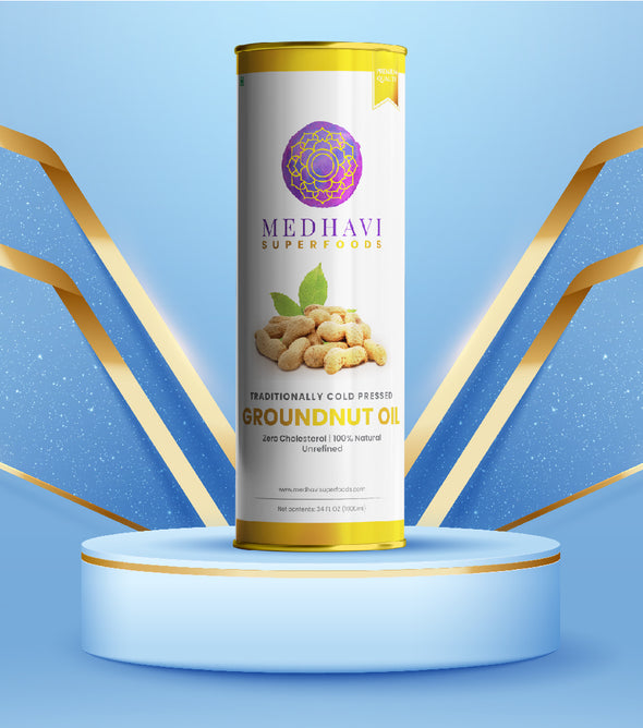 Buy Medhavi SuperFoods Cold Pressed Groundnut Oil - 100% Pure & Chemical-Free | Natural Goodness for Cooking & Health