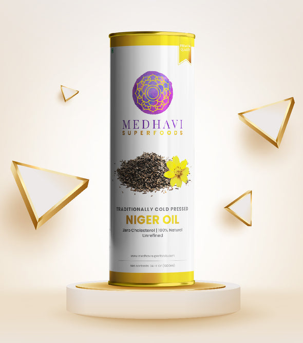 Buy Medhavi SuperFoods Wood Cold Pressed Niger Seed Oil - 100% Pure & Artisanal | Nutrient-Packed Wellness Elixir