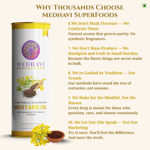 Buy Medhavi SuperFoods Wood Cold Pressed Mustard Oil - 100% Pure & Chemical-Free | Natural Flavor for Cooking & Wellness