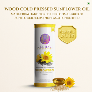 Buy Medhavi SuperFoods (500 ml) Wood Cold Pressed Sunflower Oil - 100% Pure & Unrefined | Healthy Cooking, Naturally