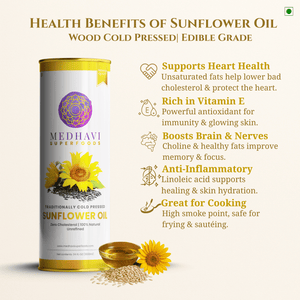 Buy Medhavi SuperFoods (500 ml) Wood Cold Pressed Sunflower Oil - 100% Pure & Unrefined | Healthy Cooking, Naturally