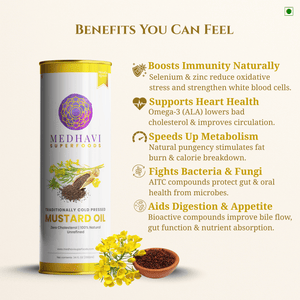 Buy Medhavi SuperFoods Wood Cold Pressed Mustard Oil - 100% Pure & Chemical-Free | Natural Flavor for Cooking & Wellness
