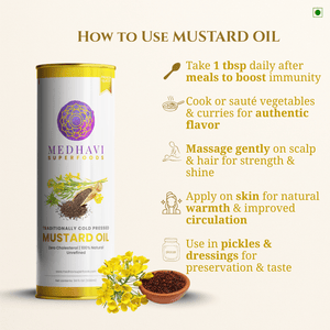 Buy Medhavi SuperFoods Wood Cold Pressed Mustard Oil - 100% Pure & Chemical-Free | Natural Flavor for Cooking & Wellness
