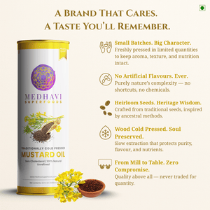 Buy Medhavi SuperFoods Wood Cold Pressed Mustard Oil - 100% Pure & Chemical-Free | Natural Flavor for Cooking & Wellness