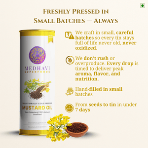 Buy Medhavi SuperFoods Wood Cold Pressed Mustard Oil - 100% Pure & Chemical-Free | Natural Flavor for Cooking & Wellness