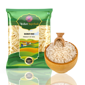 Buy Medhavi SuperFoods Premium Basmati Rice (500gm) - 100% Organic, Non-GMO, & Gluten-Free | Pure Aroma & Biryani Perfection