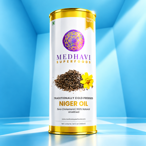 Buy Medhavi SuperFoods Wood Cold Pressed Niger Seed Oil - 100% Pure & Artisanal | Nutrient-Packed Wellness Elixir