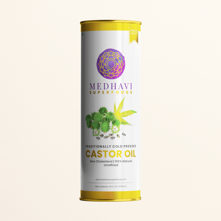 Medhavi SuperFoods Wood Cold Pressed Castor Oil - 100% Pure & Chemical-Free | Nourishment for Hair, Skin & Health