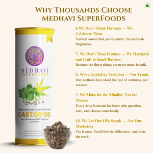 Medhavi SuperFoods Wood Cold Pressed Castor Oil - 100% Pure & Chemical-Free | Nourishment for Hair, Skin & Health