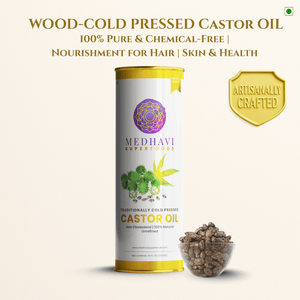 Medhavi SuperFoods Wood Cold Pressed Castor Oil - 100% Pure & Chemical-Free | Nourishment for Hair, Skin & Health