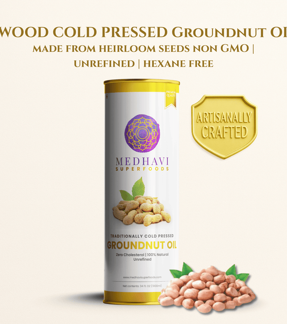 Buy Medhavi SuperFoods Cold Pressed Groundnut Oil - 100% Pure & Chemical-Free | Natural Goodness for Cooking & Health