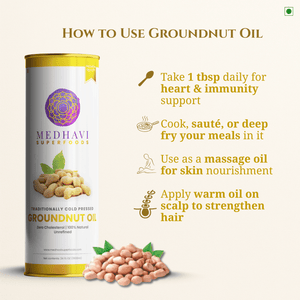 Buy Medhavi SuperFoods Cold Pressed Groundnut Oil - 100% Pure & Chemical-Free | Natural Goodness for Cooking & Health