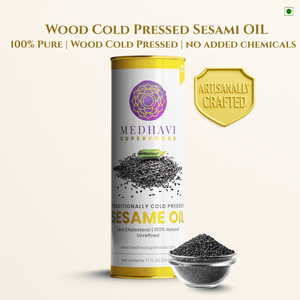 Buy Medhavi SuperFoods Wood Cold Pressed Sesame Oil - 100% Pure & Chemical-Free | A Heritage Elixir for Cooking & Care