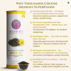 Buy Medhavi SuperFoods Wood Cold Pressed Niger Seed Oil - 100% Pure & Artisanal | Nutrient-Packed Wellness Elixir