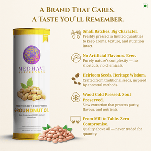 Buy Medhavi SuperFoods Cold Pressed Groundnut Oil - 100% Pure & Chemical-Free | Natural Goodness for Cooking & Health