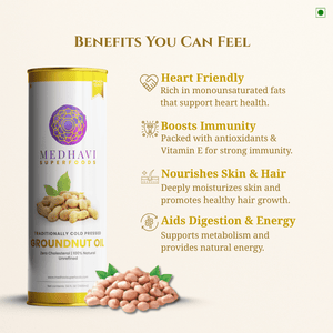 Buy Medhavi SuperFoods Cold Pressed Groundnut Oil - 100% Pure & Chemical-Free | Natural Goodness for Cooking & Health