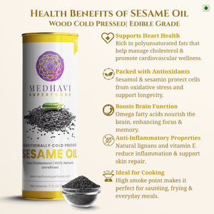 Buy Medhavi SuperFoods Wood Cold Pressed Sesame Oil - 100% Pure & Chemical-Free | A Heritage Elixir for Cooking & Care