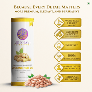 Buy Medhavi SuperFoods Cold Pressed Groundnut Oil - 100% Pure & Chemical-Free | Natural Goodness for Cooking & Health