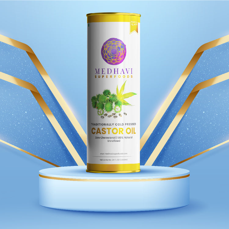 Medhavi SuperFoods Wood Cold Pressed Castor Oil - 100% Pure & Chemical-Free | Nourishment for Hair, Skin & Health