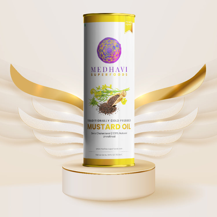 Buy Medhavi SuperFoods Wood Cold Pressed Mustard Oil - 100% Pure & Chemical-Free | Natural Flavor for Cooking & Wellness