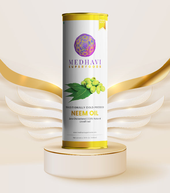 Buy Medhavi SuperFoods Wood Cold Pressed Neem Oil - 100% Pure & Unrefined |  Naturally