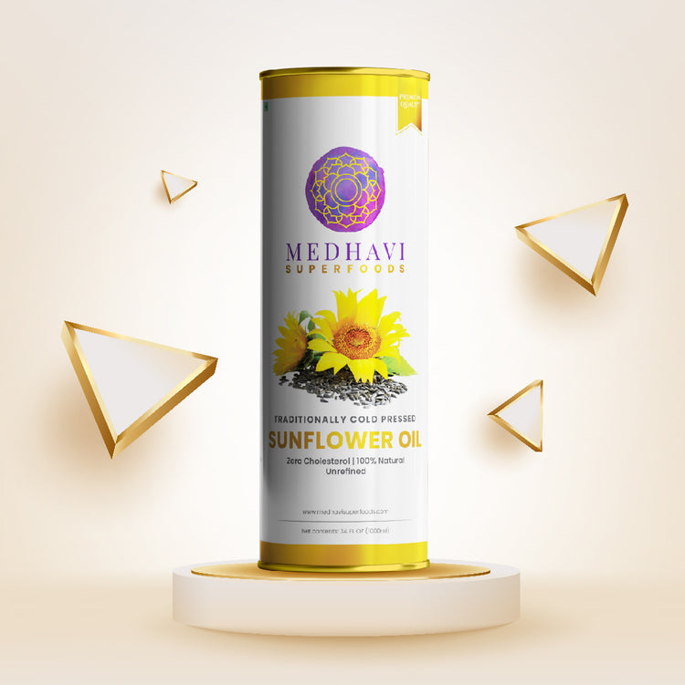 Buy Medhavi SuperFoods (500 ml) Wood Cold Pressed Sunflower Oil - 100% Pure & Unrefined | Healthy Cooking, Naturally
