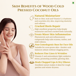 Medhavi SuperFoods Wood Cold Pressed Coconut Oil – 100% Pure & Natural, Artisanal Wood Pressed Oil | Sulphur Free| Nourishment for Skin, Hair, and Cooking